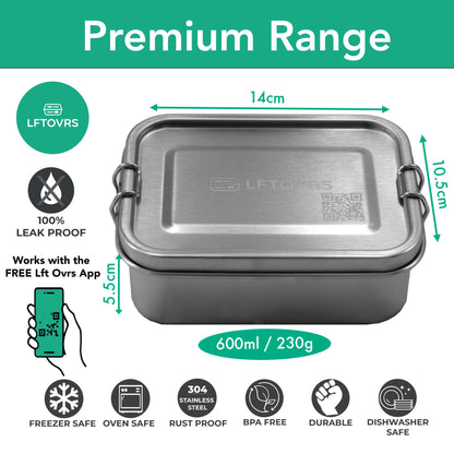 Premium 600ml stainless steel lunchbox features