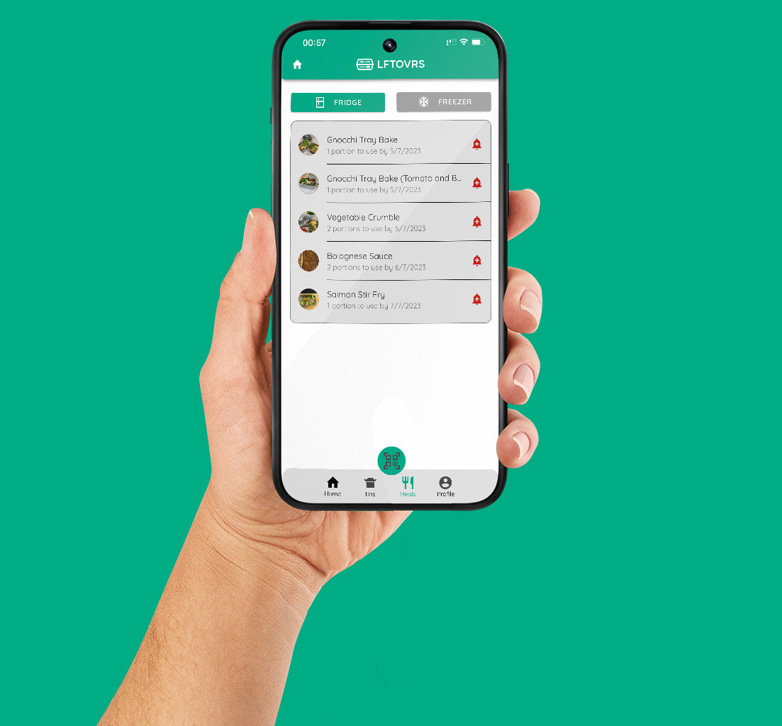 Meals in fridge on LftOvrs App